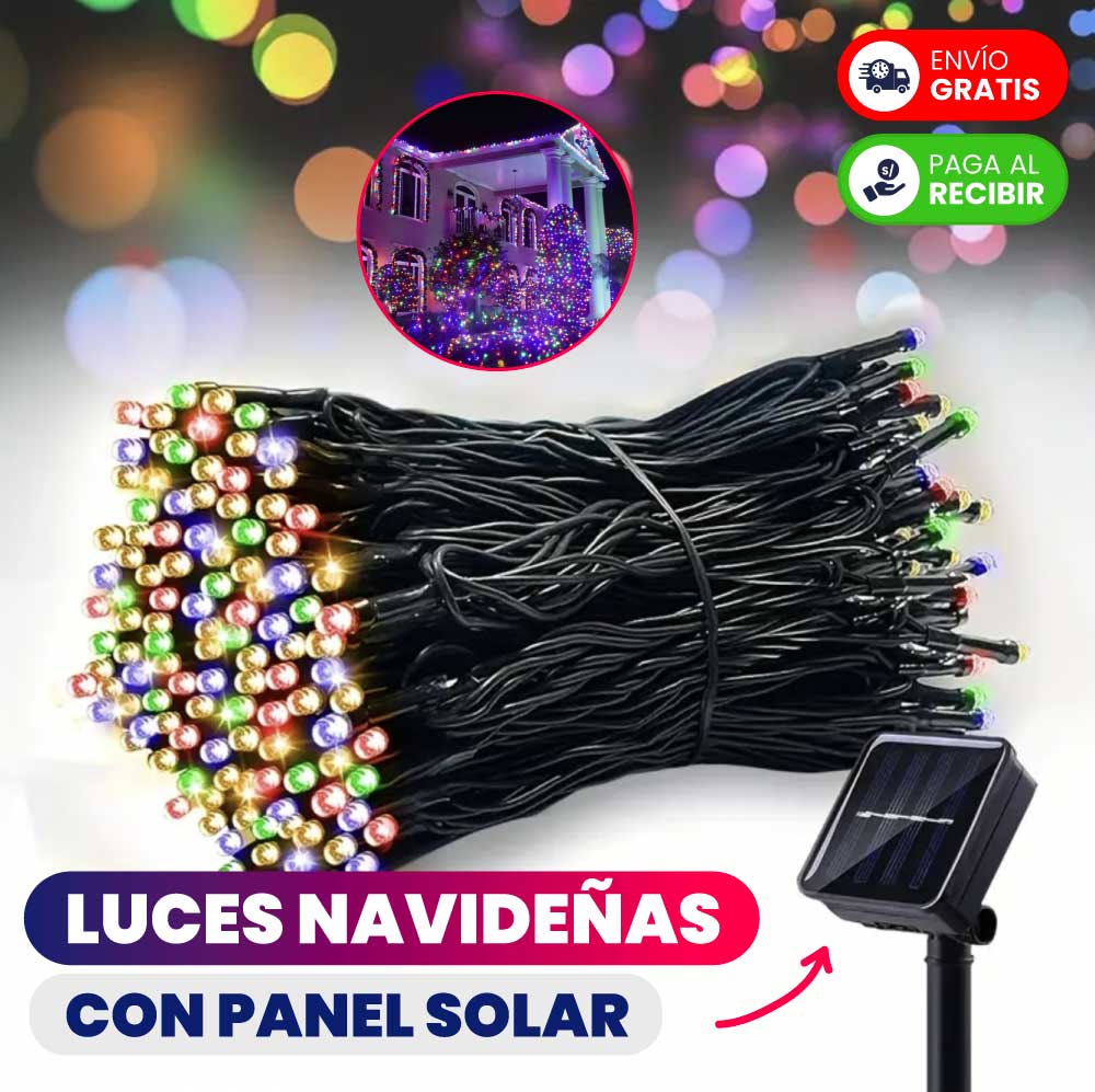 LUCES NAVIDEÑAS 25 METROS + PANEL SOLAR DE REGALO