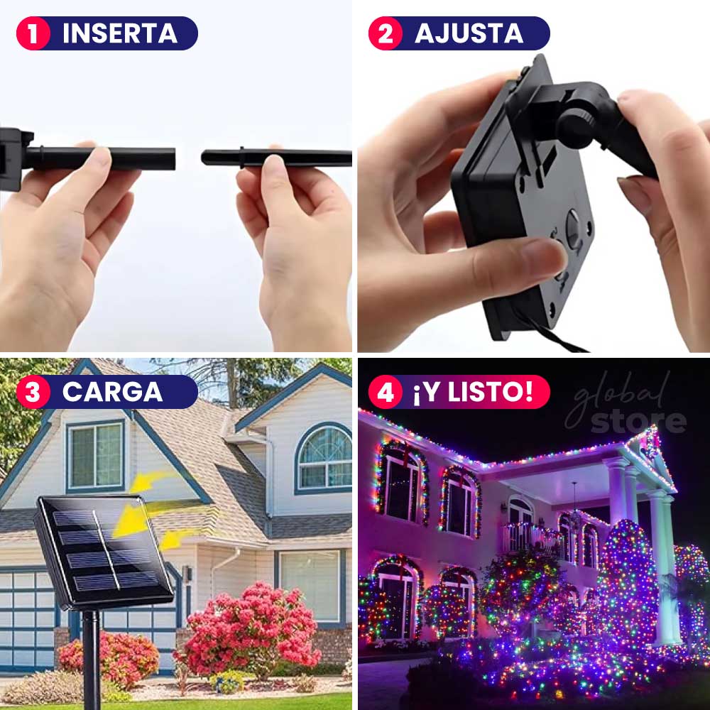 LUCES NAVIDEÑAS 25 METROS + PANEL SOLAR DE REGALO