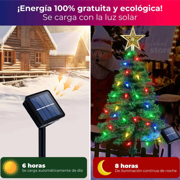 LUCES NAVIDEÑAS 25 METROS + PANEL SOLAR DE REGALO